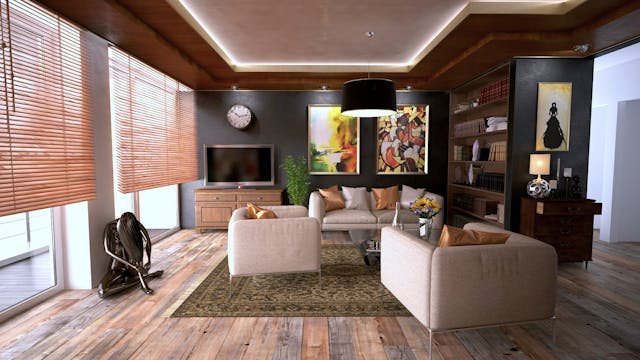 living room with dark walls and white ceiling